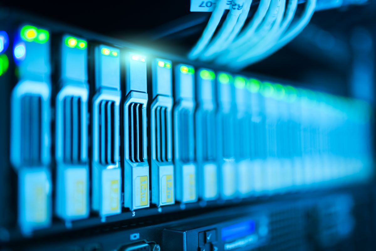 Enterprise server hardware held in monitored secure storage